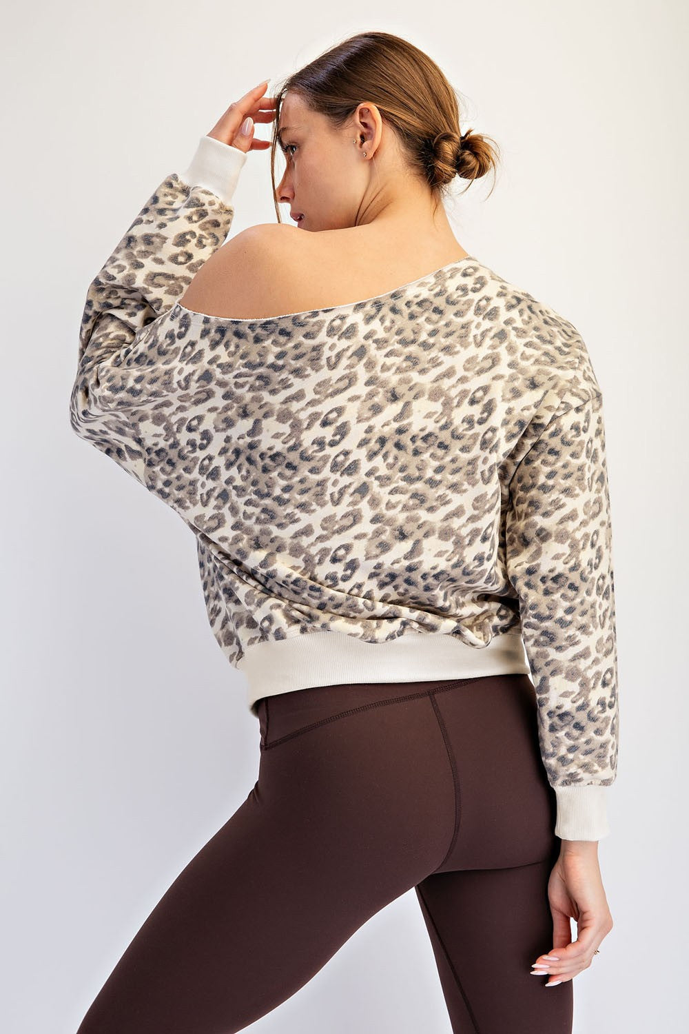 Leopard Print Off Shoulder Sweatshirt