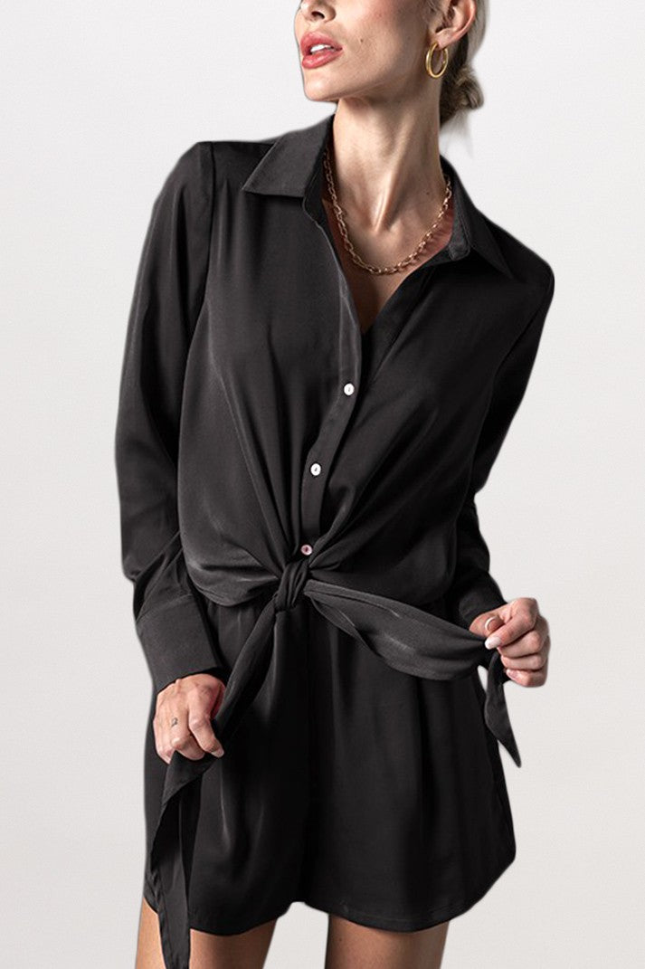 Satin Front Tie Romper