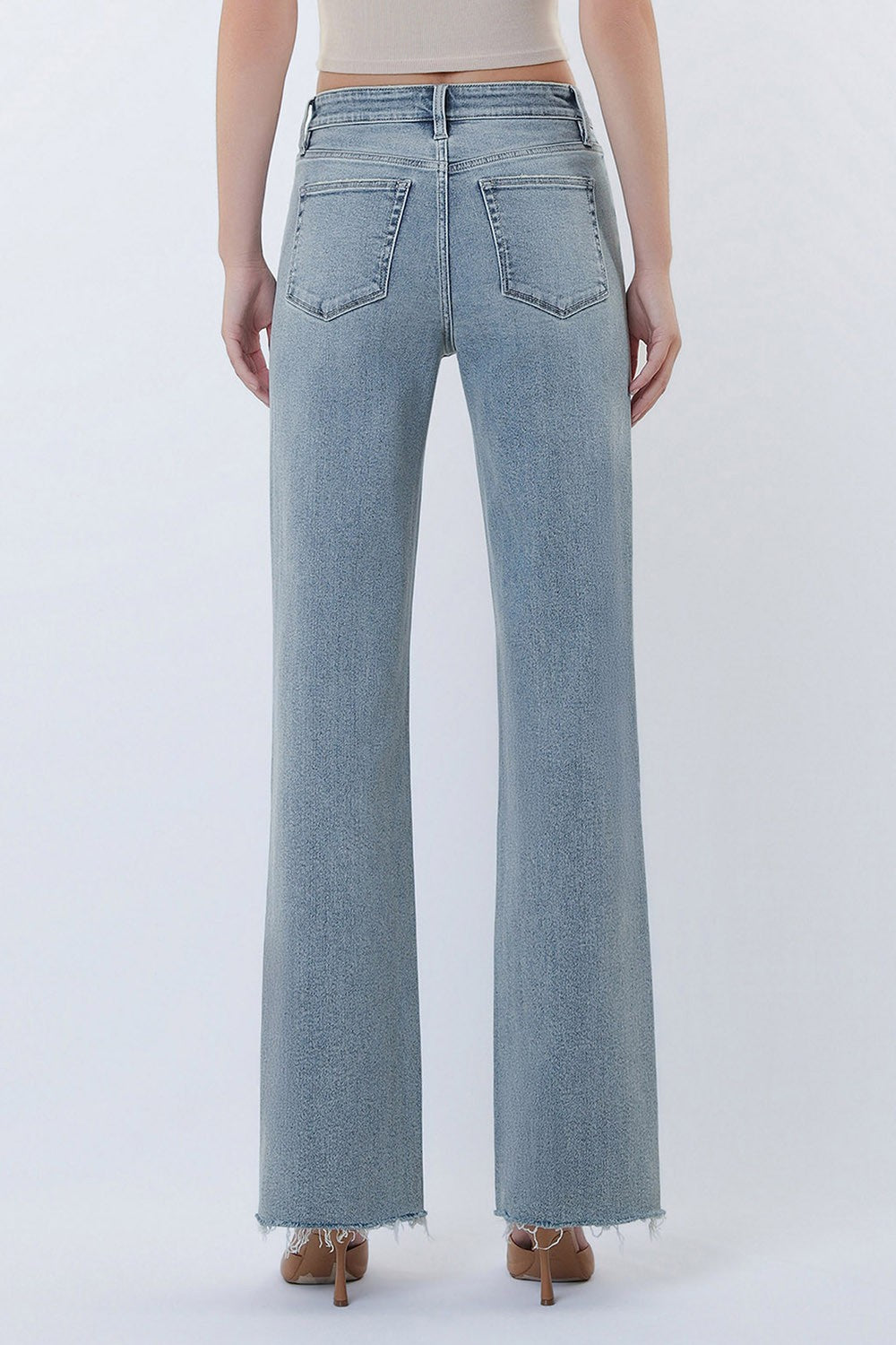 Raw Hem Slim Wide Jeans