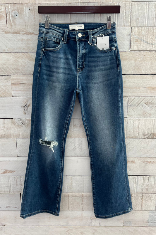 High Rise Crop Flare Jeans