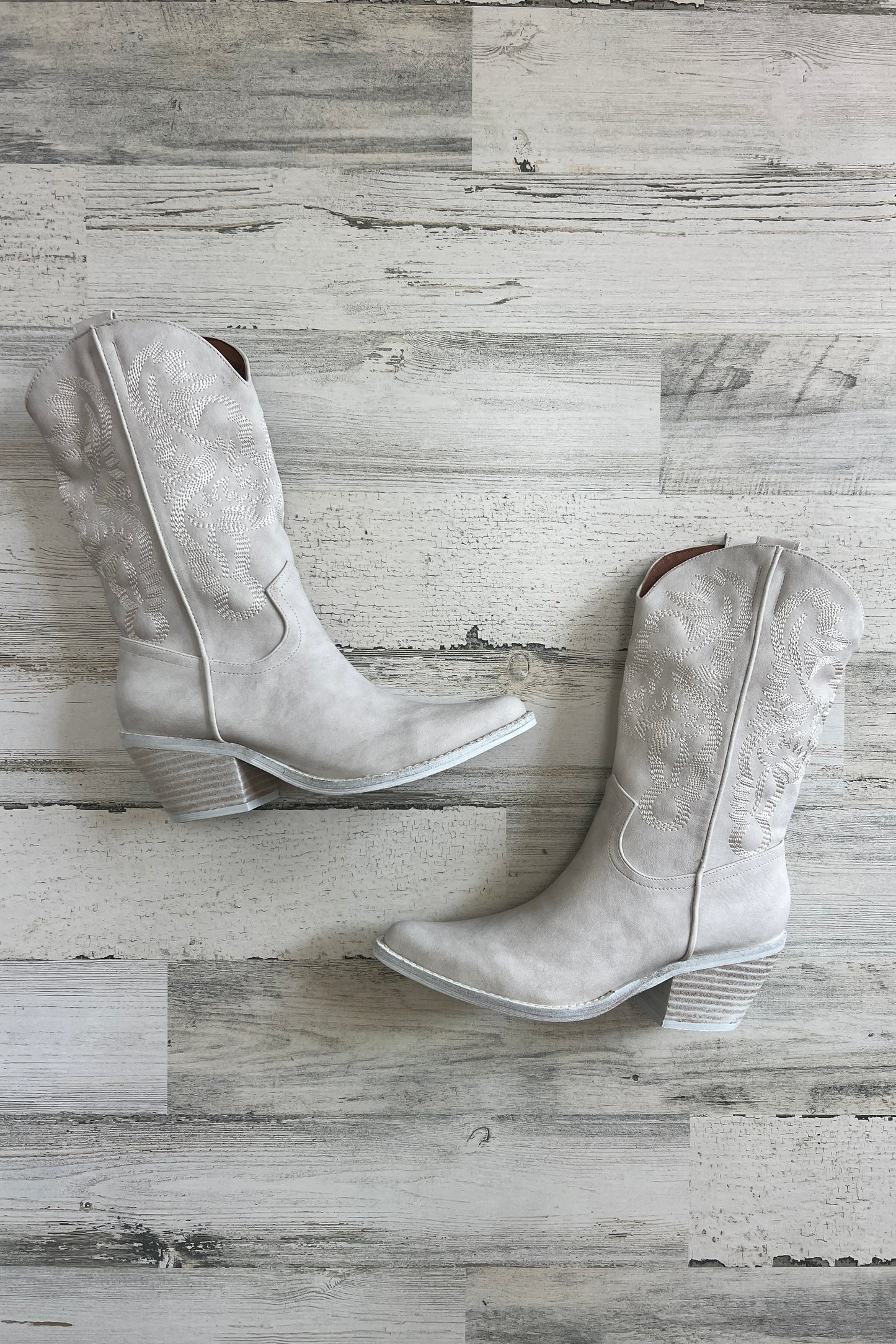Adela Embroidered Mid-Calf Pointed Toe Boot
