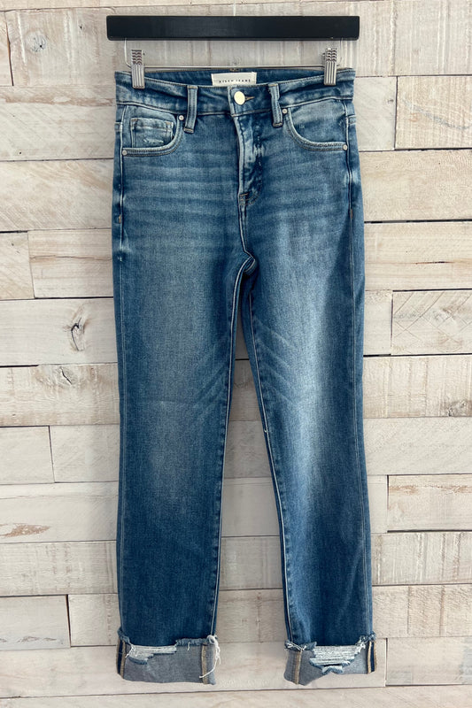 High Rise Crop Cuffed Jeans