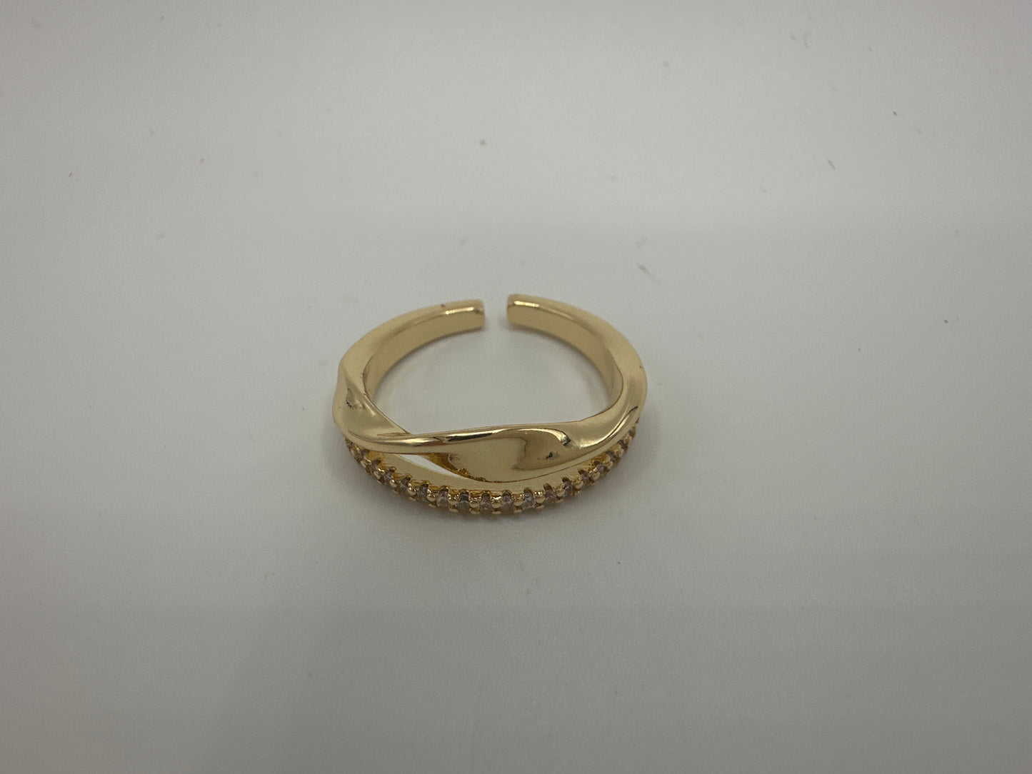 Layered Pave Crystal Open Ring