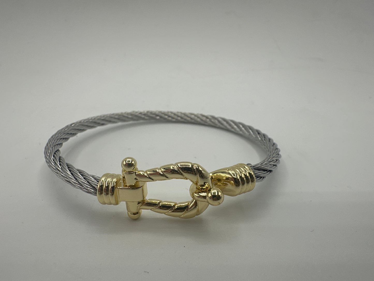 18K PVD Sculpted Bangle Horseshoe Bracelet