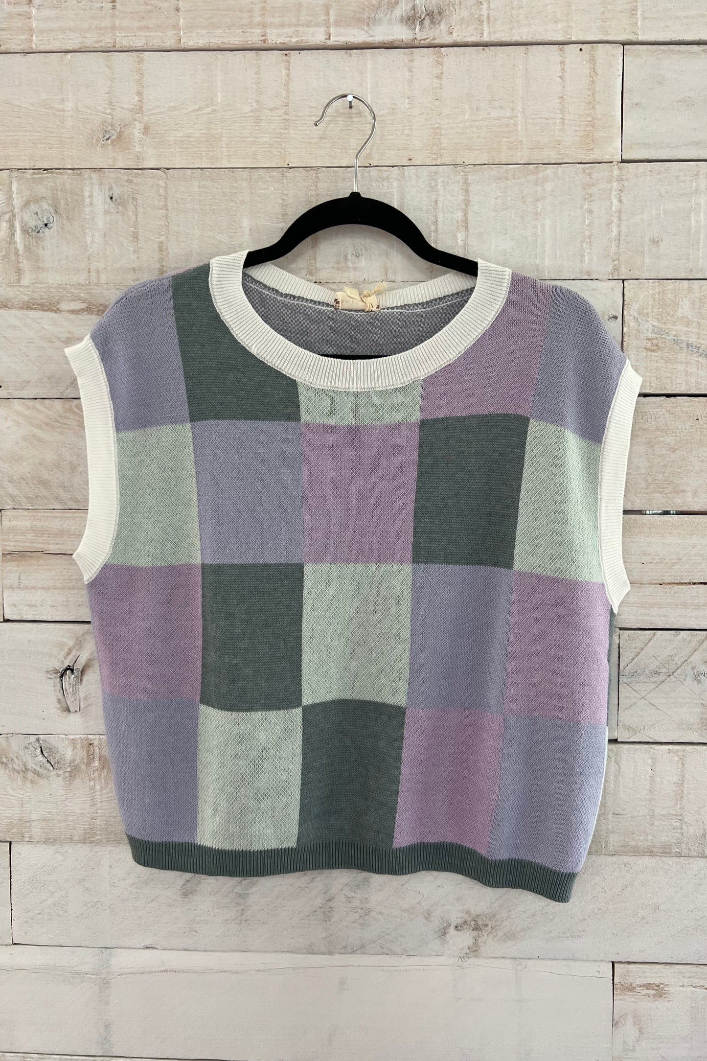 Checker Print Sweater Top