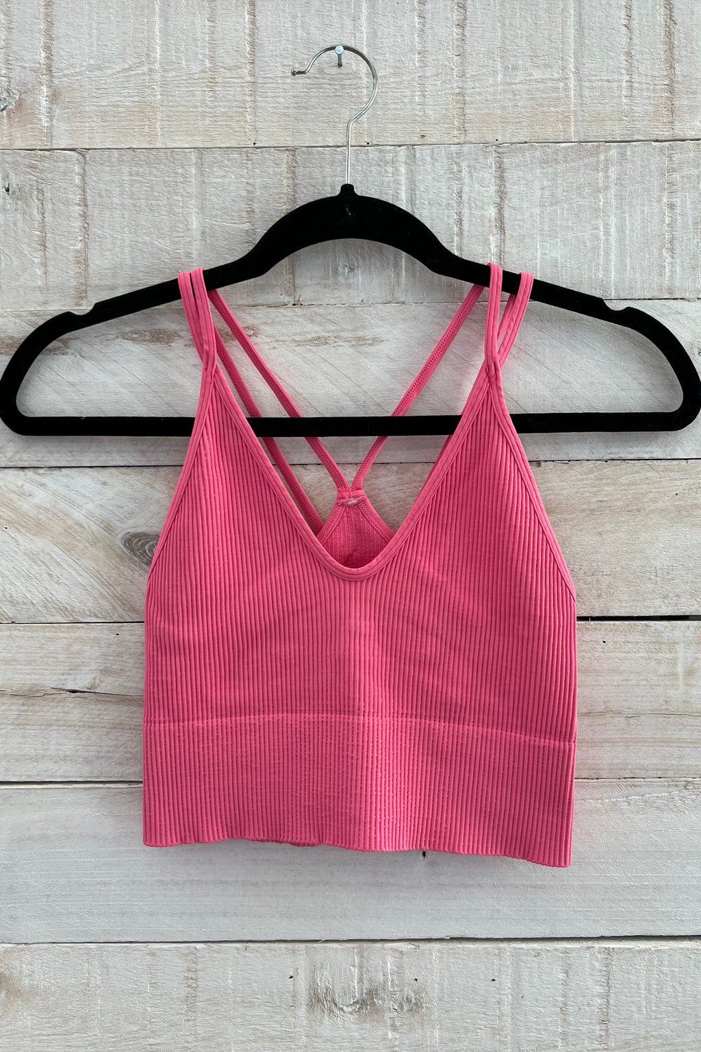 Strappy Cutout Bralette- Hot Pink