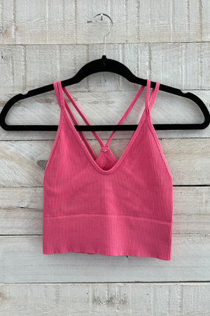 Strappy Cutout Bralette- Hot Pink