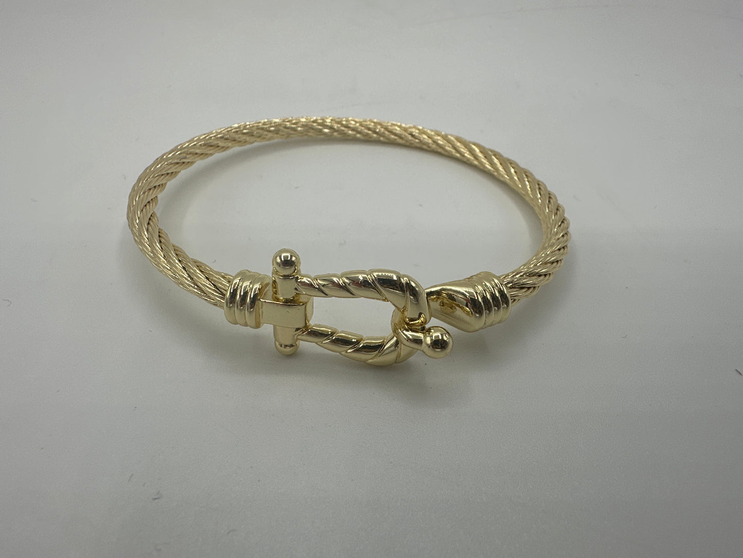 18K PVD Sculpted Bangle Horseshoe Bracelet