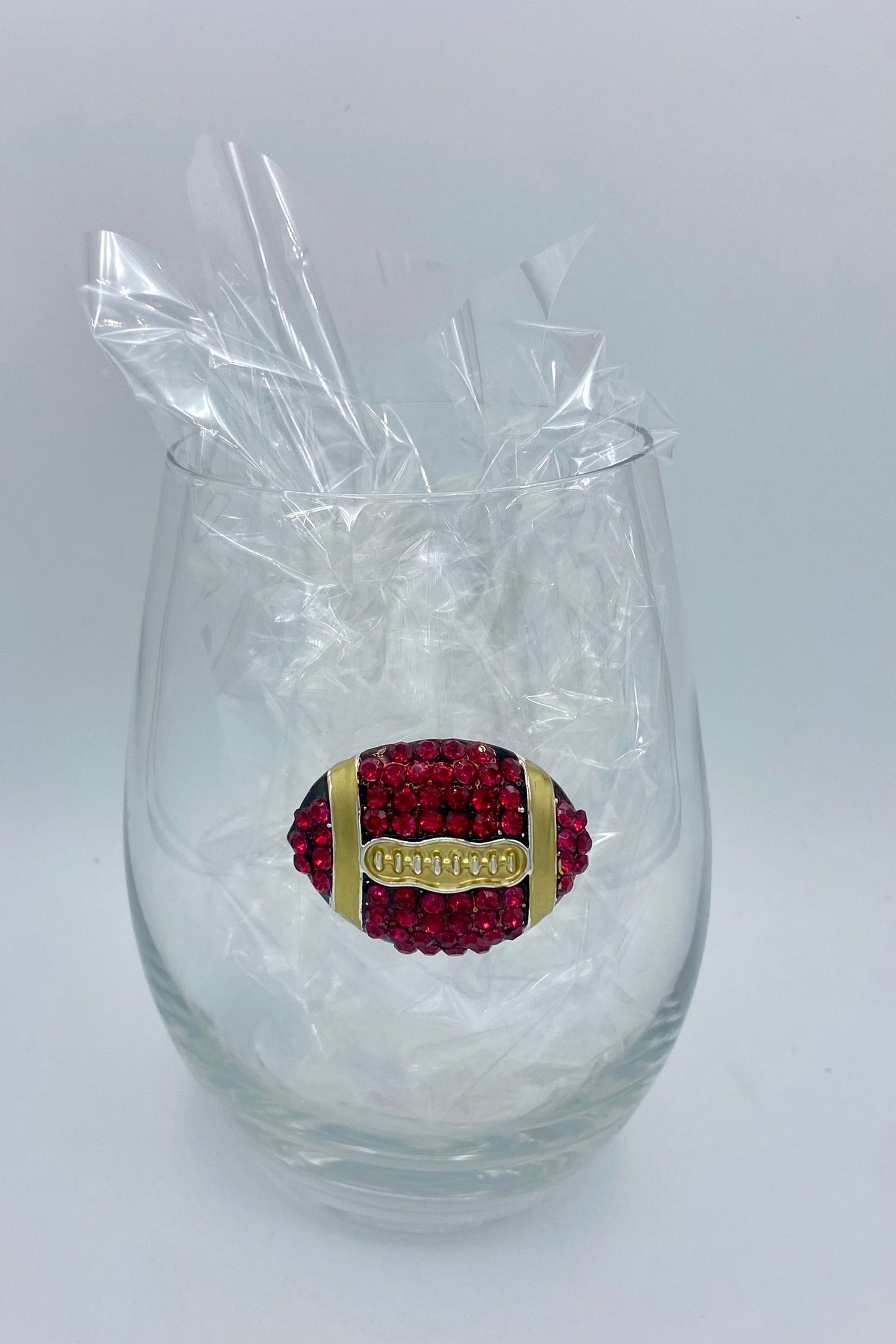 Game Day Jeweled Football Stemless Wine Glass