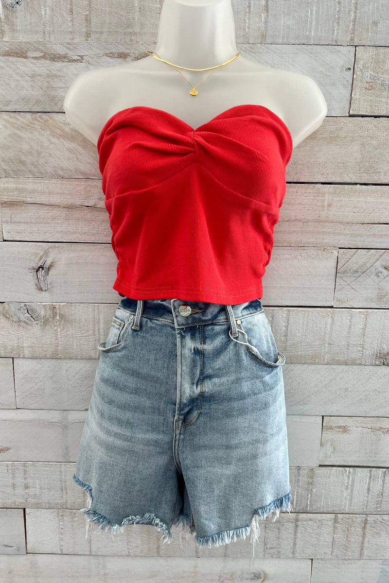 Ribbed Tube Top- Red