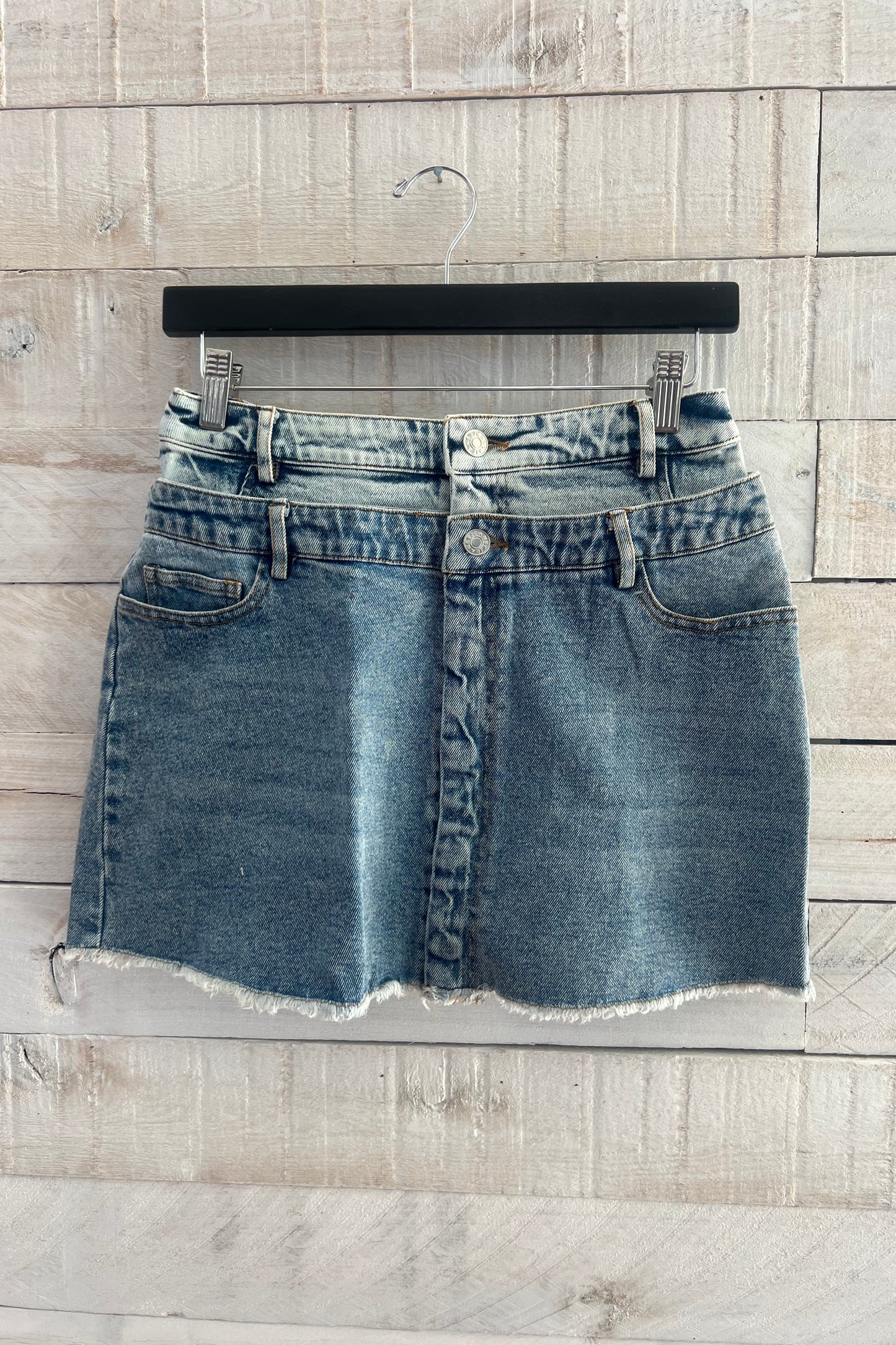 Two Tone Frayed Skirt