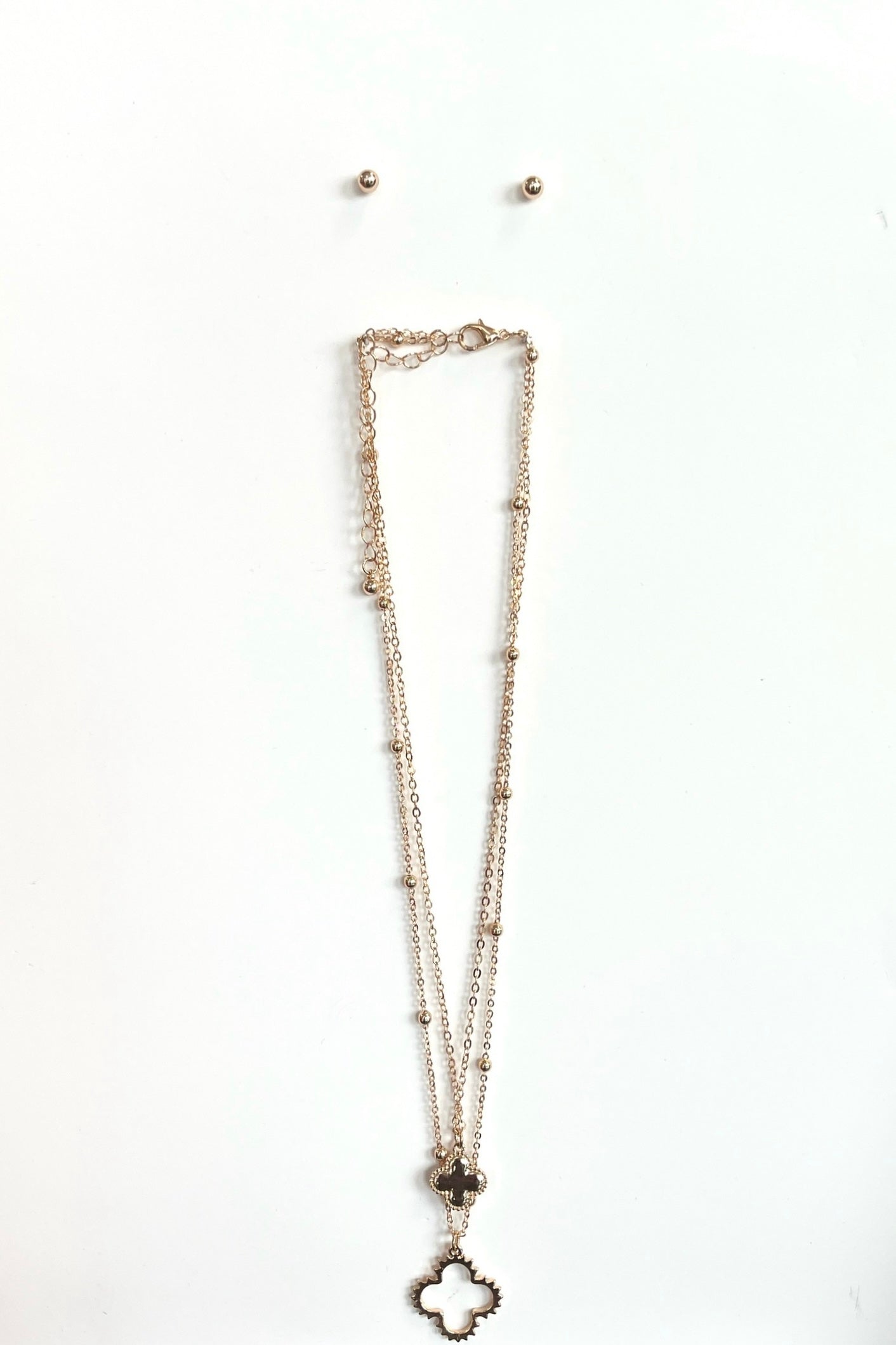 Clove Pendant Layered Necklace With Earrings