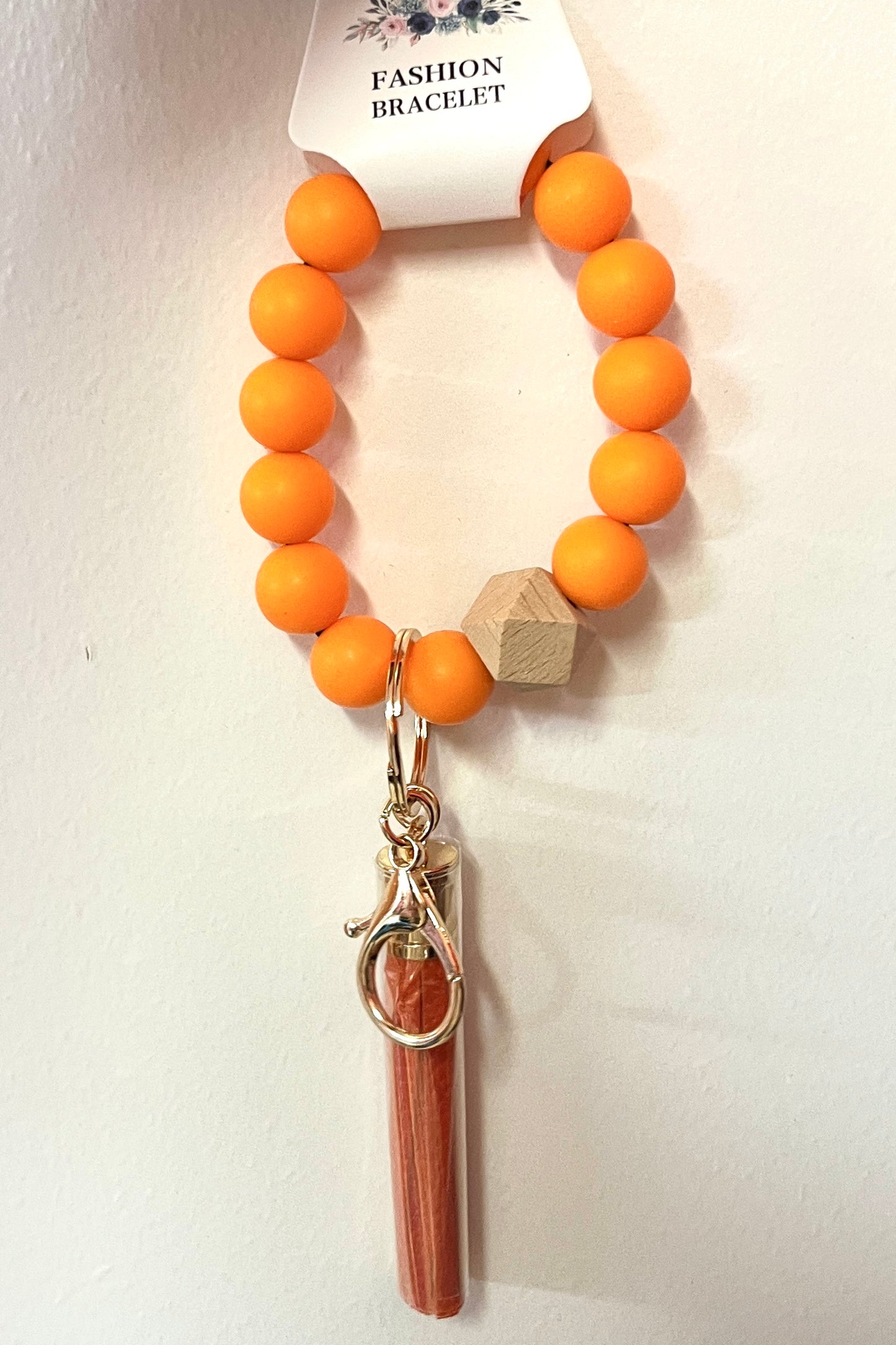Silicone Beaded Pattern Keychain Bracelet