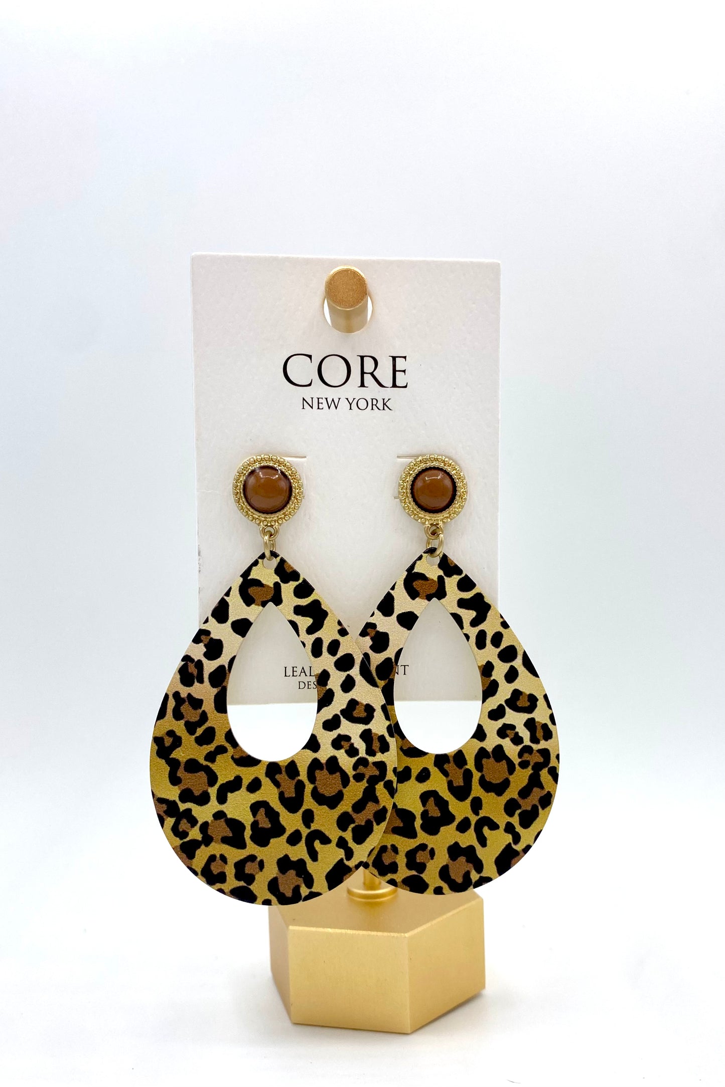 Printed Wood Teardrop Earrings
