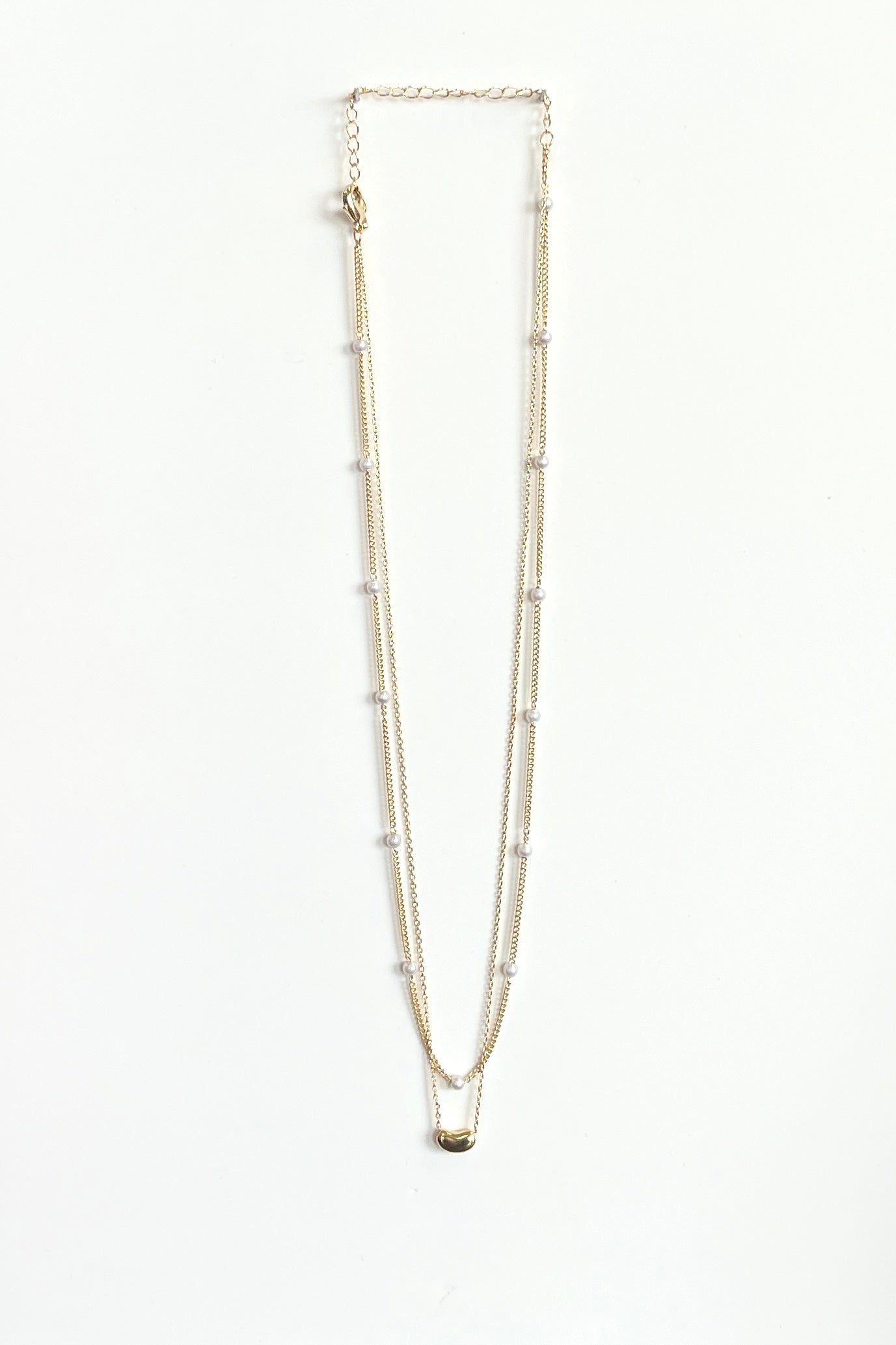 Beaded Pearl Pendant Layered Necklace