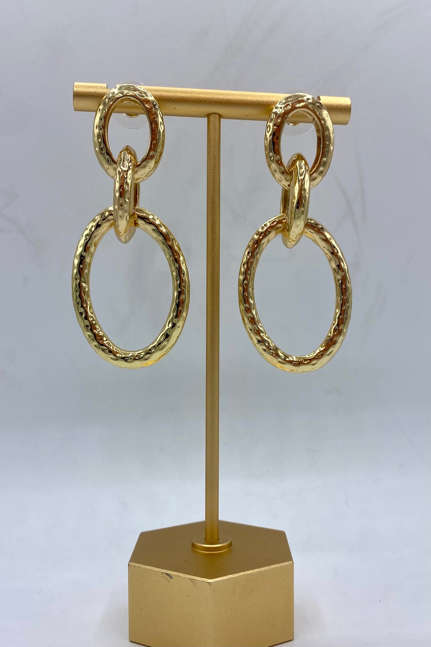 Textured Oval Linked Earrings