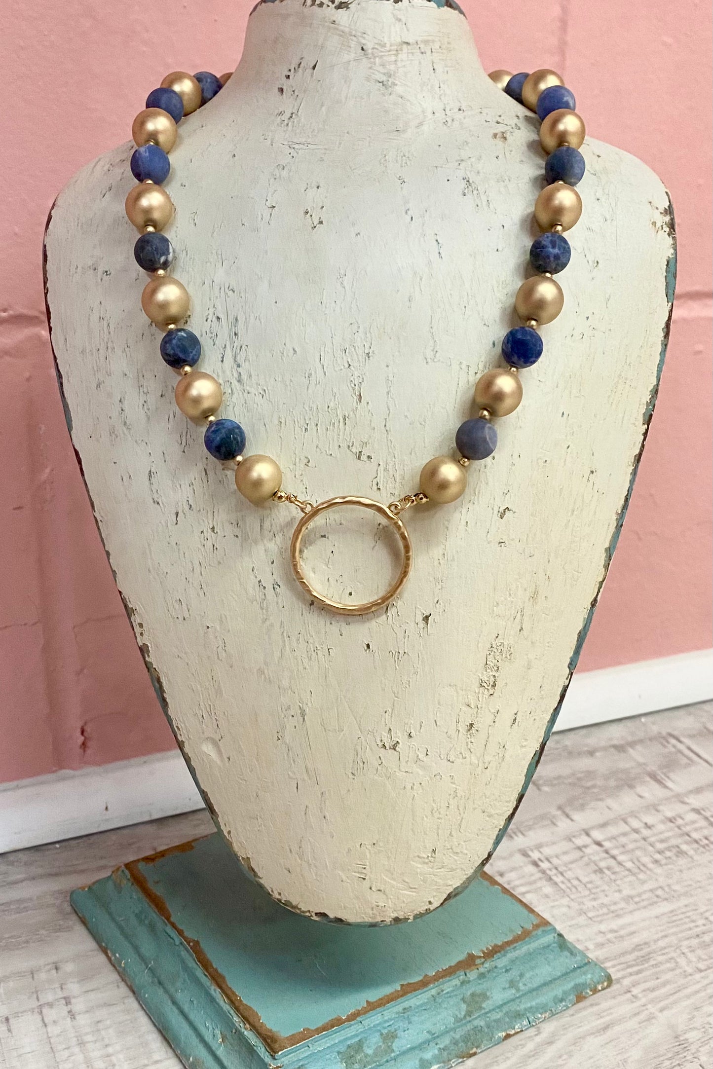 Stone & Metal Ball Necklace