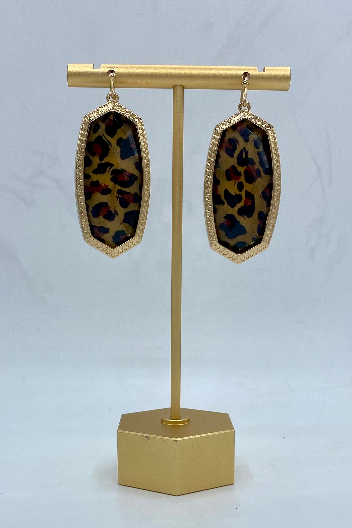 Gold Leopard Dangle Earrings
