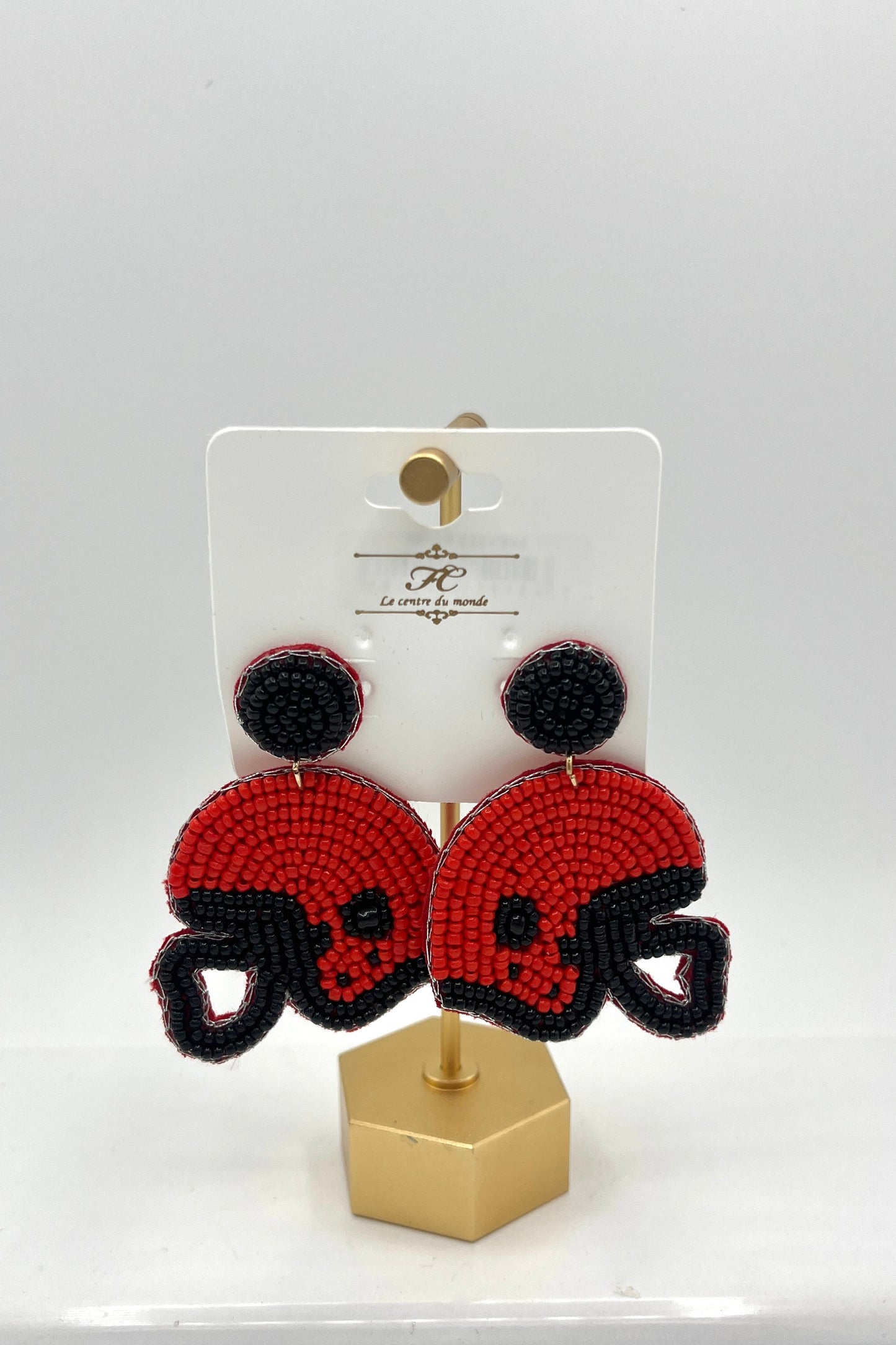 Beaded Football Helmet Earrings