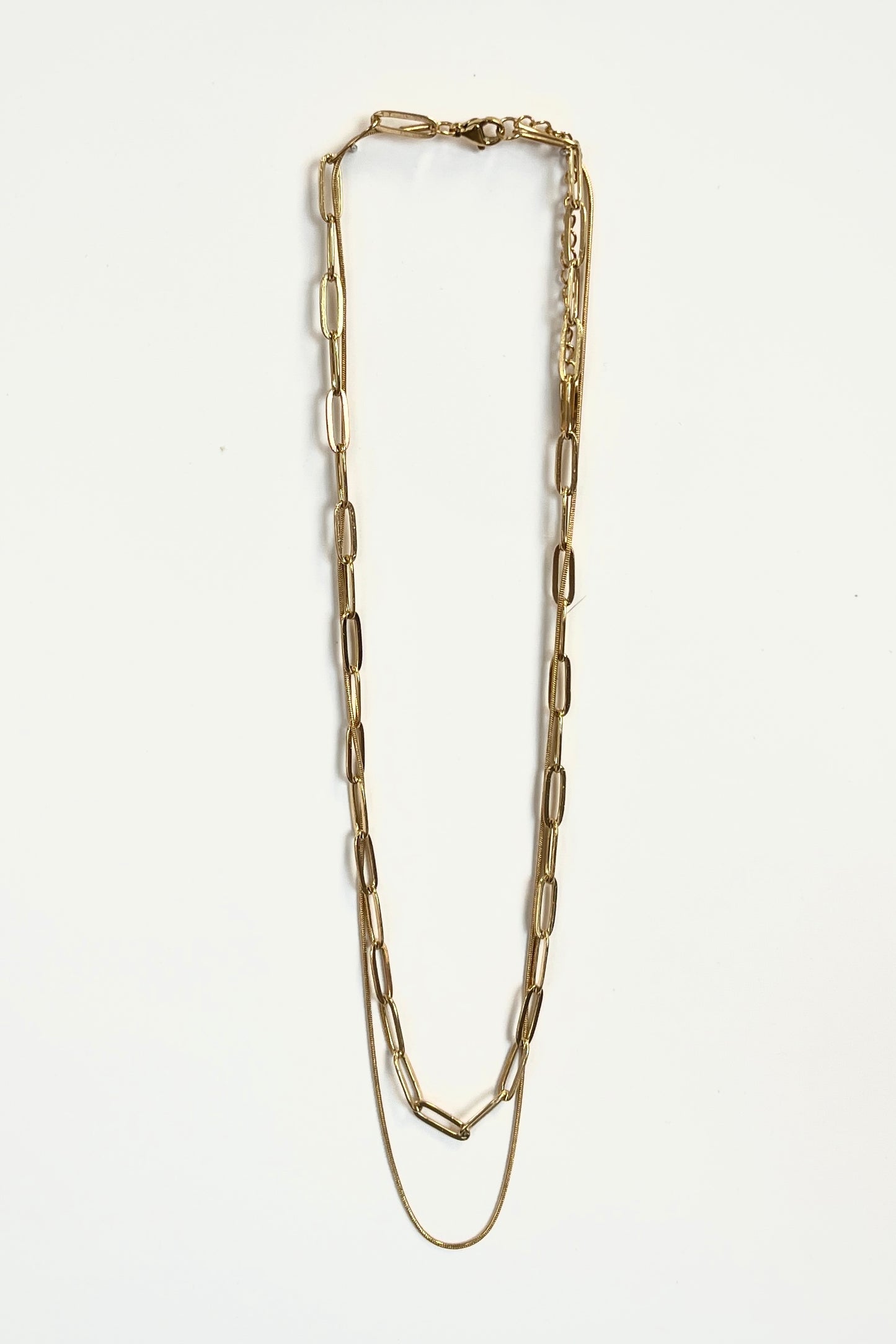 Layered Gold Paperclip Necklace