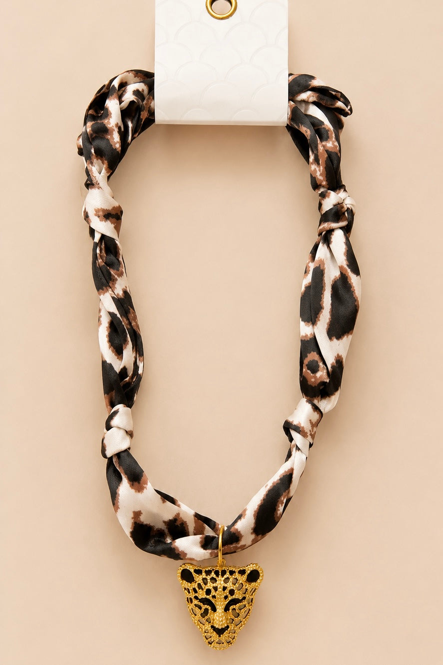 Jaguar Pendant Scarf Necklace