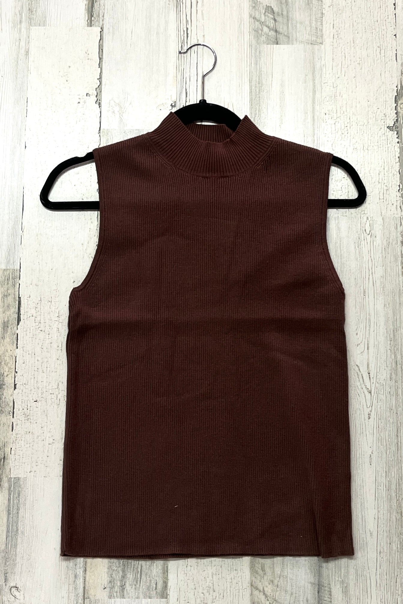 Ribbed Turtleneck Sleeveless Sweater Top