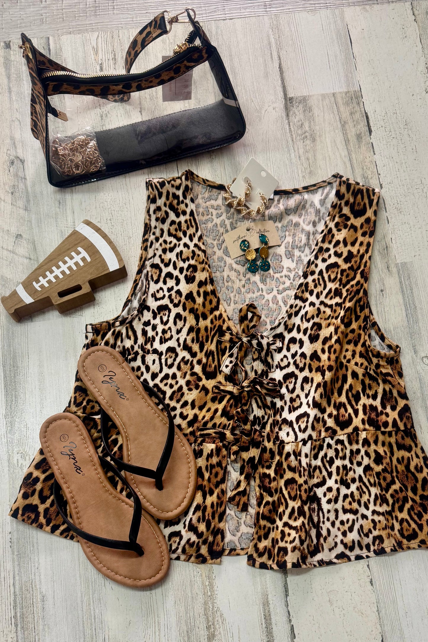 Leopard Print Front Tie Vest
