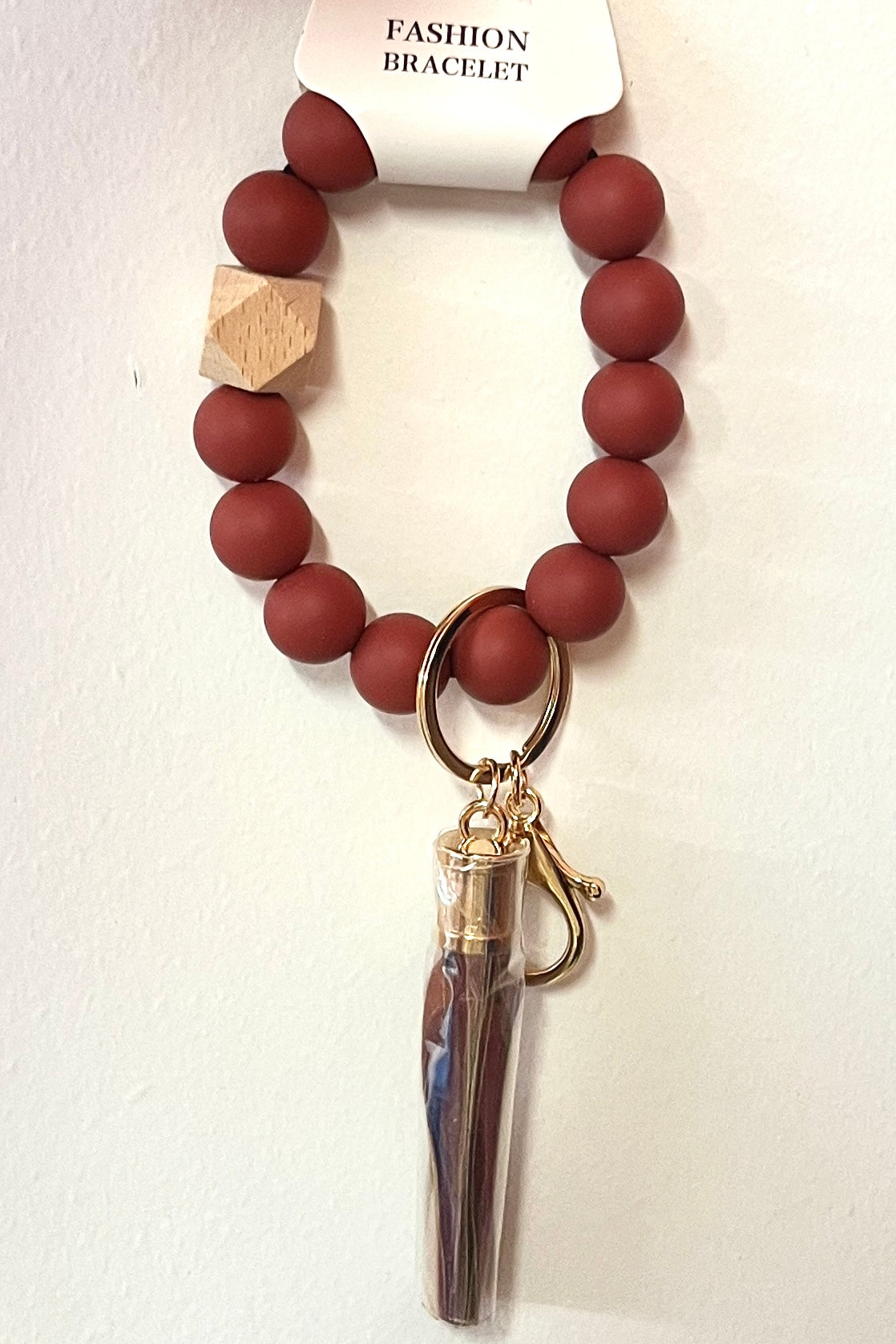 Silicone Beaded Pattern Keychain Bracelet