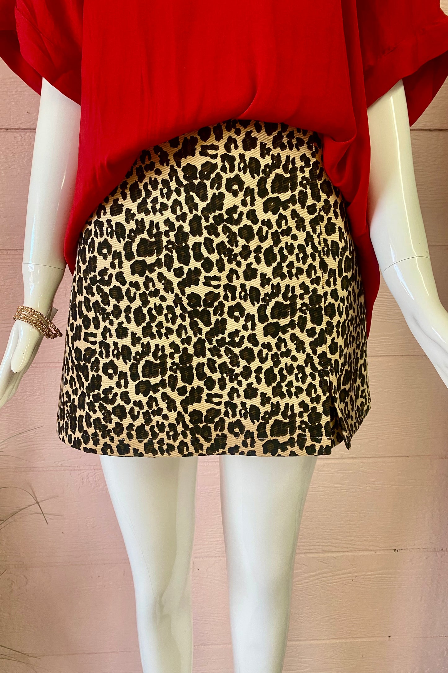 Jaguar Print Jean Skort