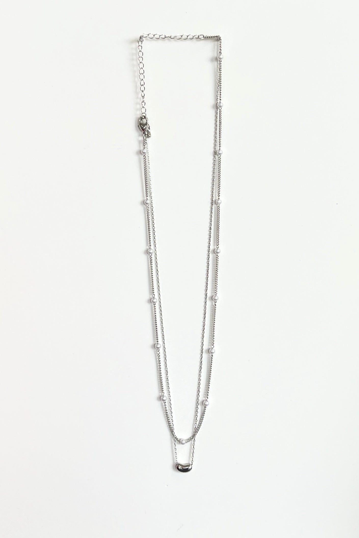 Beaded Pearl Pendant Layered Necklace