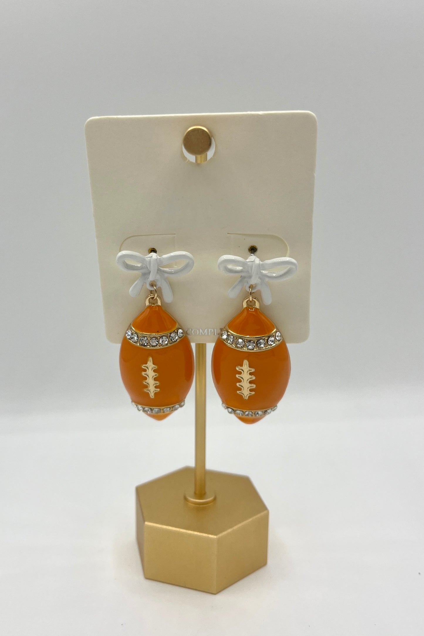 Gameday Pave Football Bow Earrings