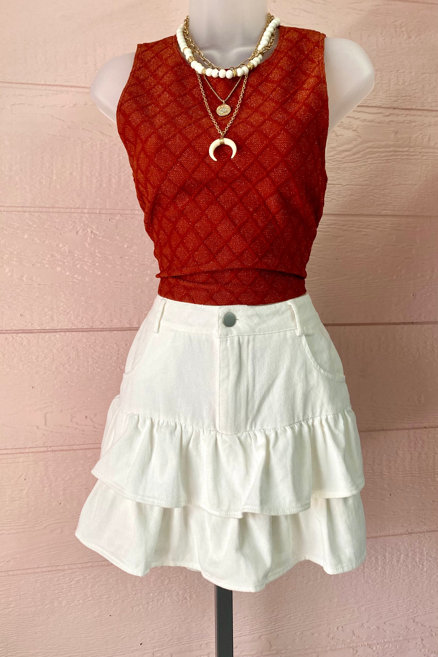 Denim Ruffled Mini Skort