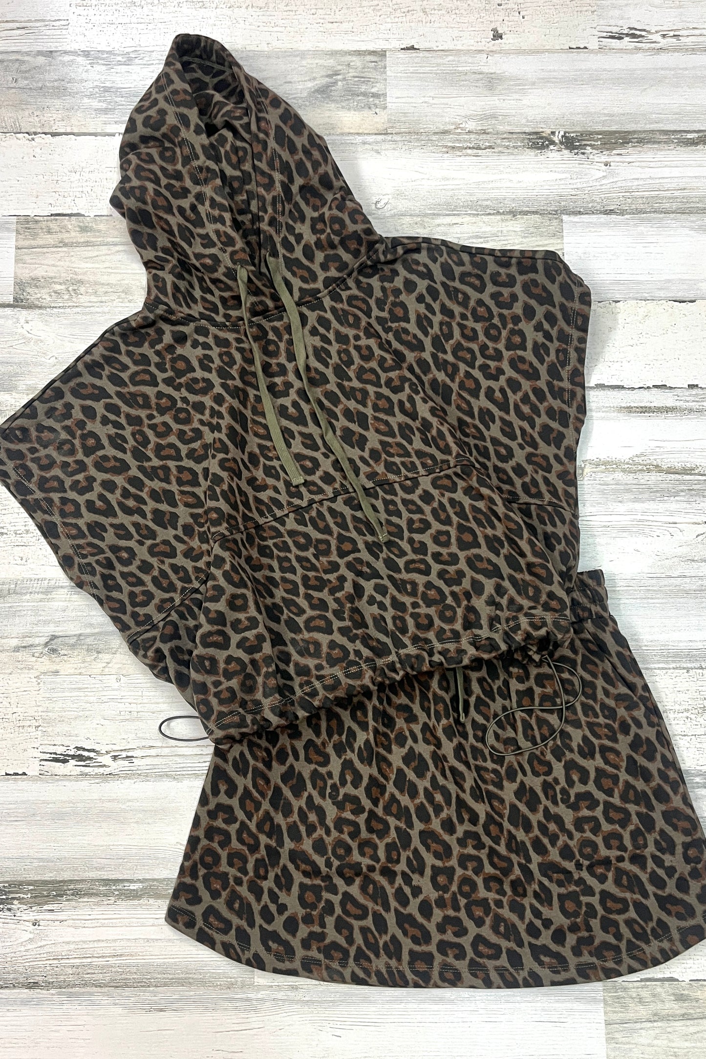 Leopard Terry Drawstring Bottom