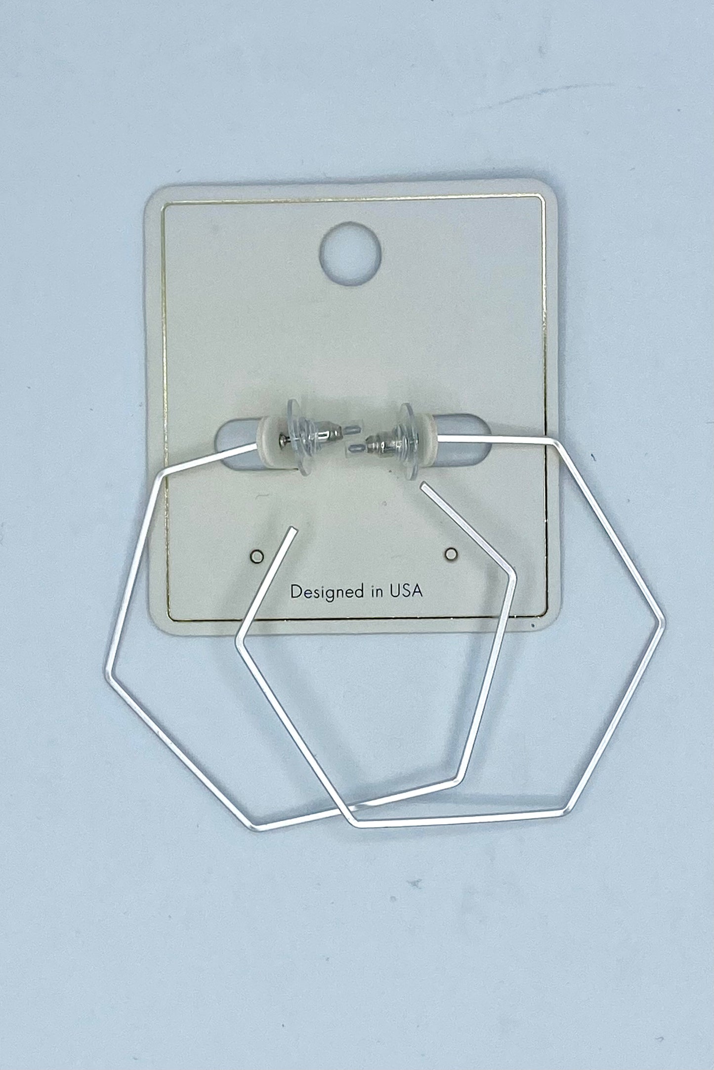 Silver Hexagon Hoops