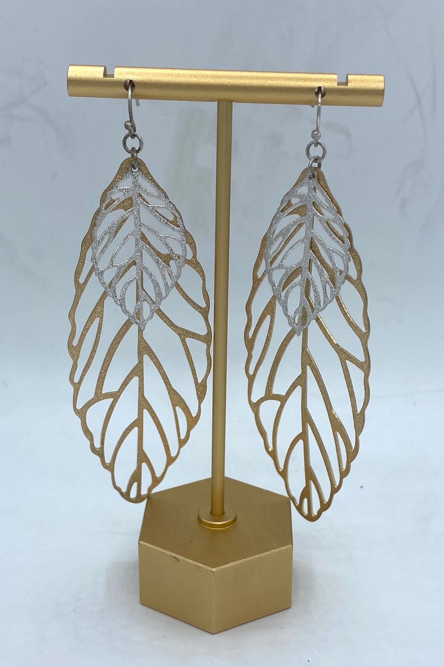 Silver Gold Feather Earrings