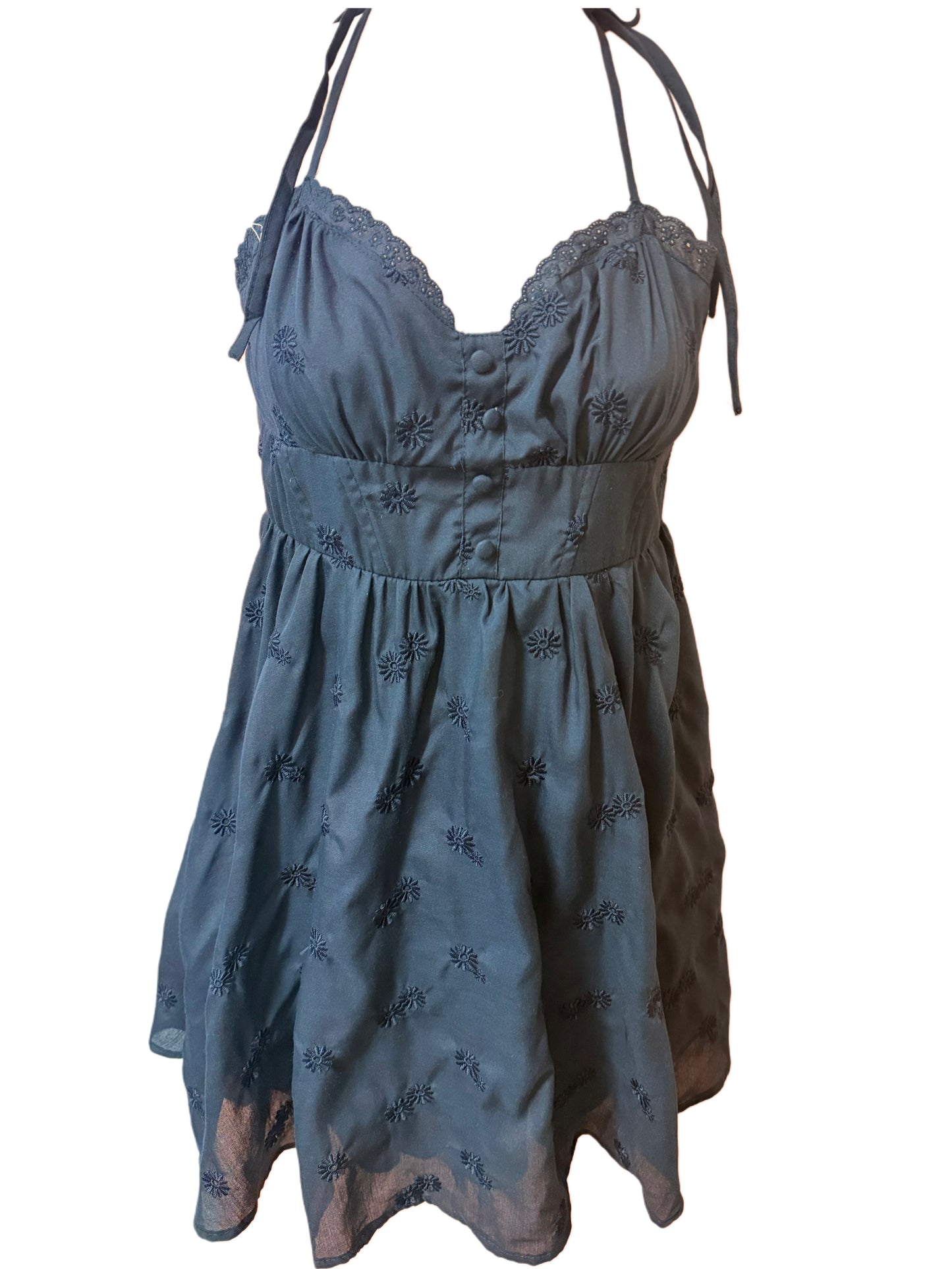 Floral Embroidery Mini Dress