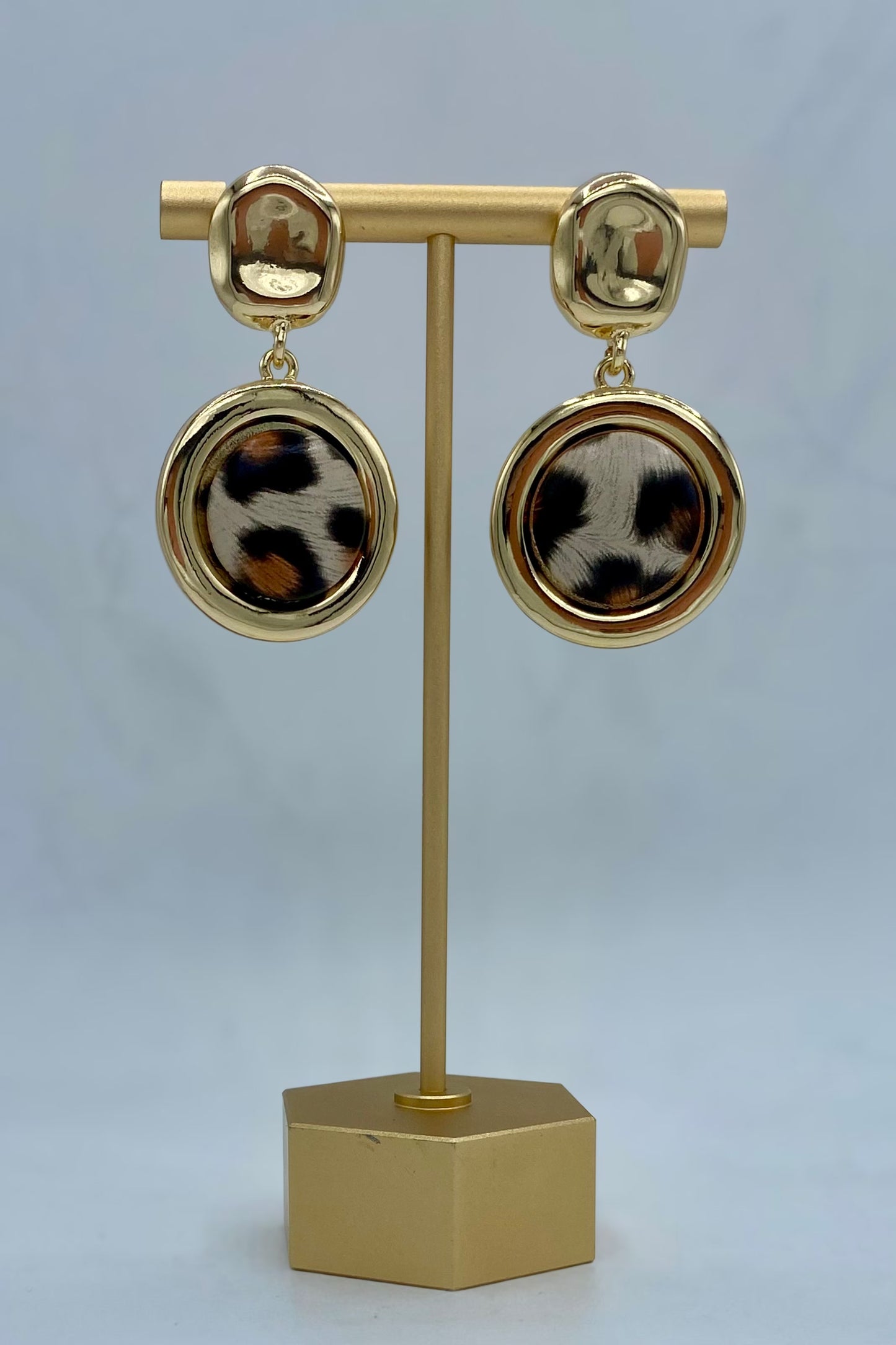Leopard Circular Drop Down Earrings