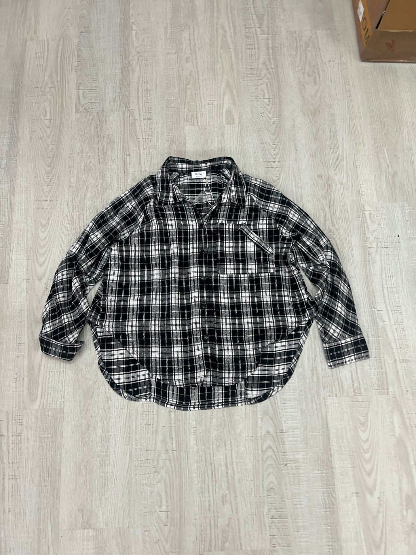 Button Down Dolphin Hem Plaid Shirt