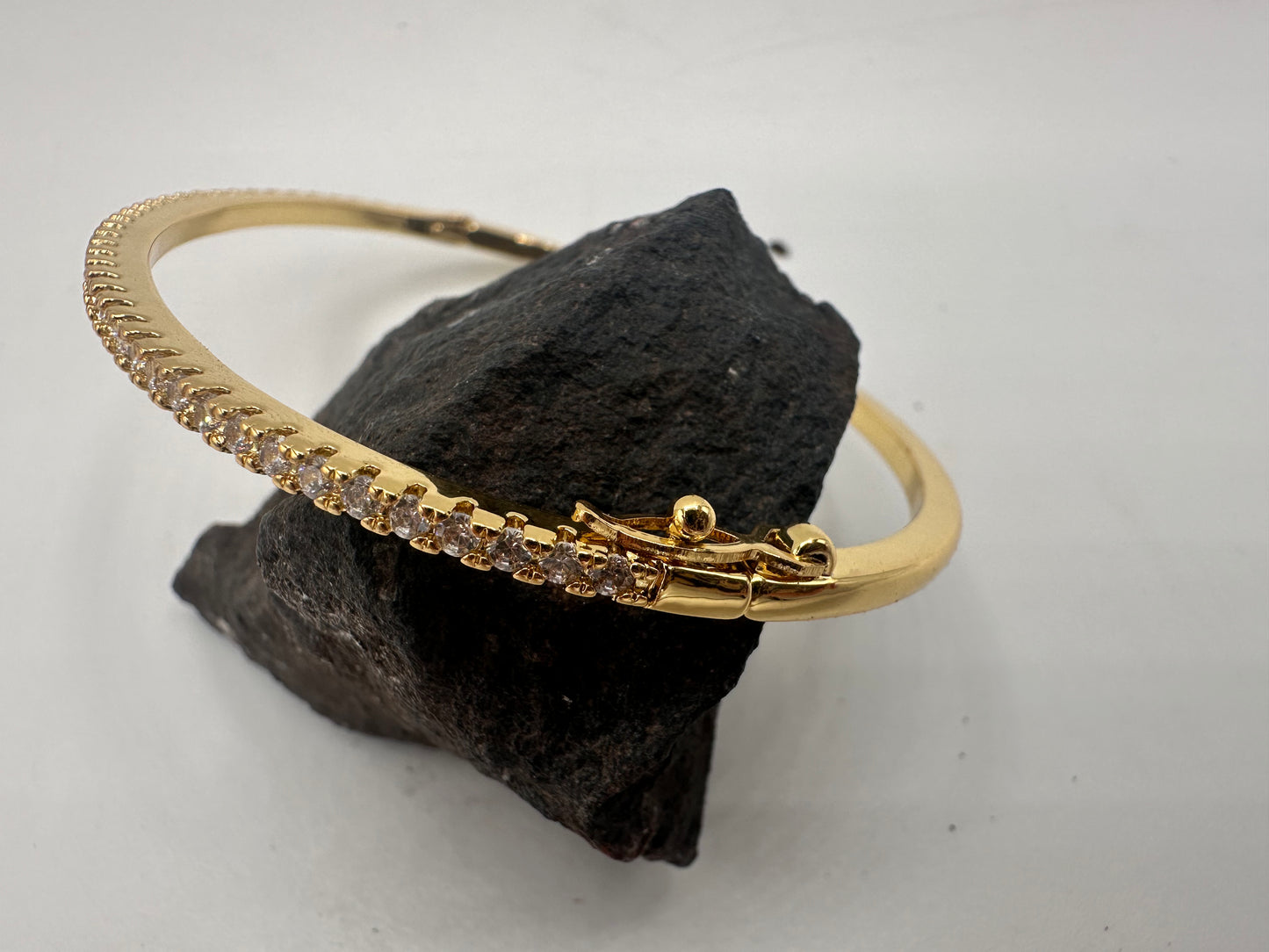 18K PVD Yellow Gold Tennis Bangle Bracelet