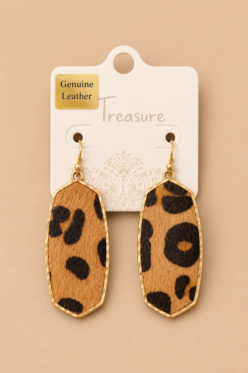 Leopard Leather Drop Earrings