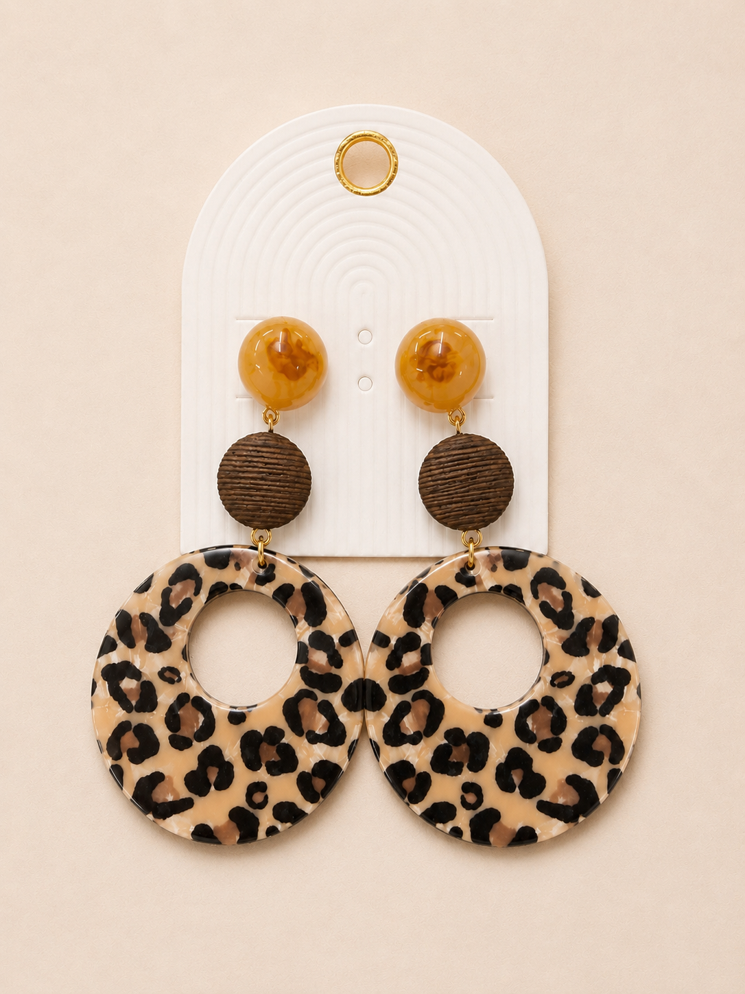 Leopard Print 3-Drop Earrings