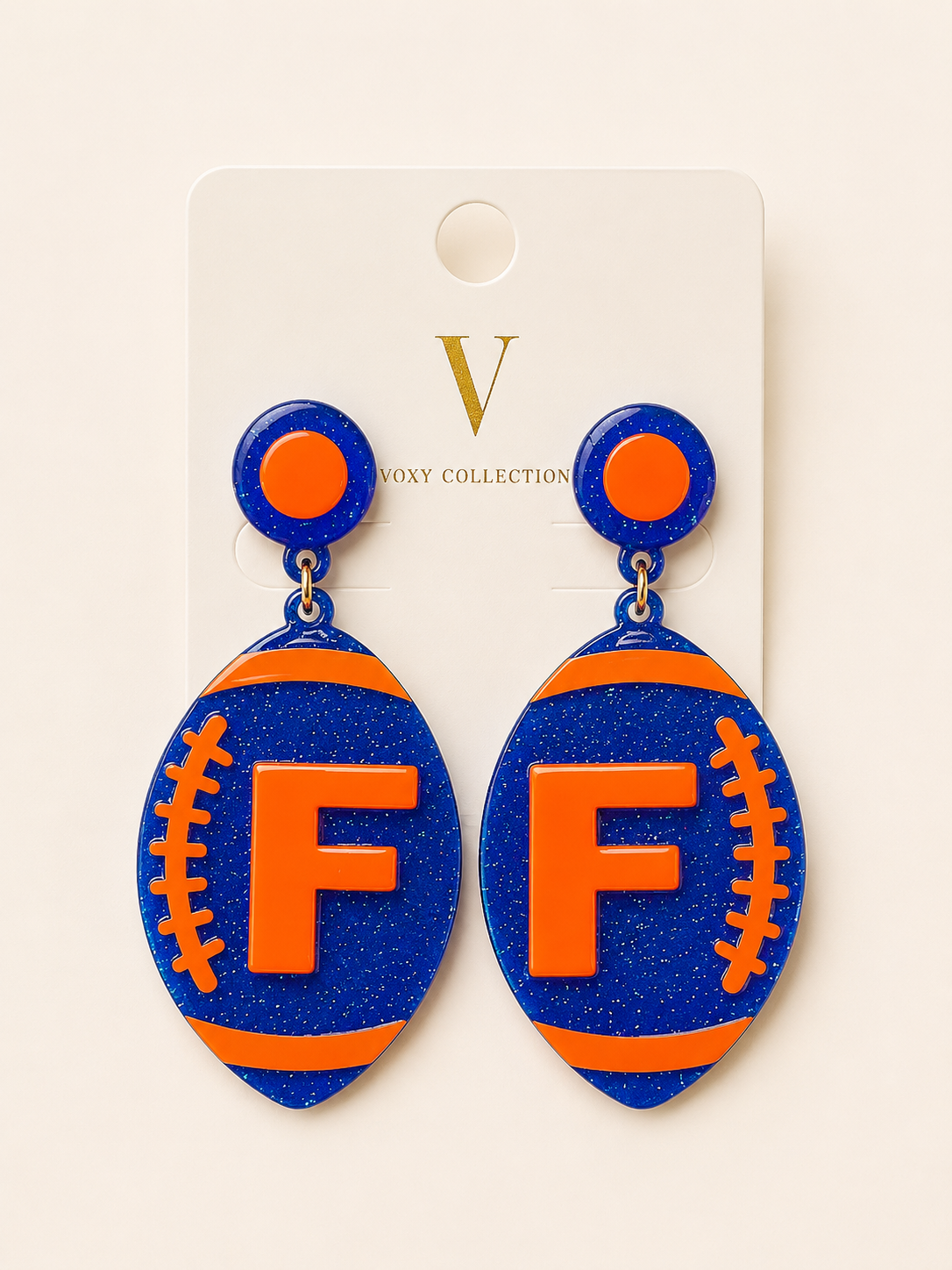 F Football Drop Earrings
