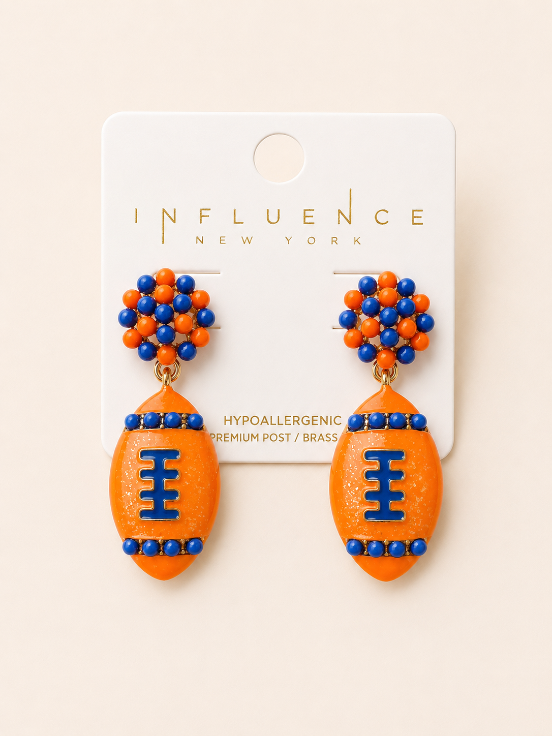 Football Bead Drop Earrings