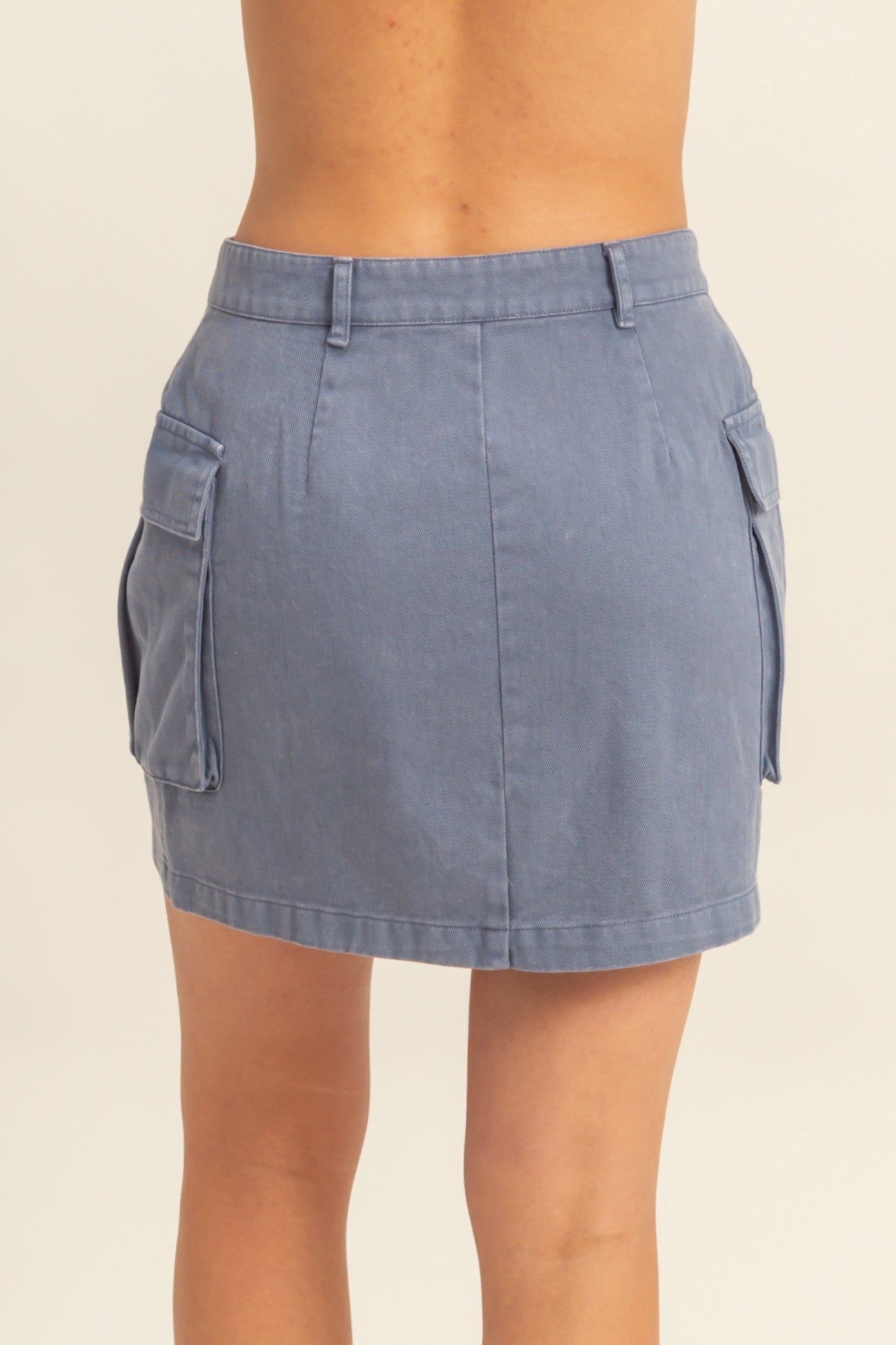Mineral Washed Cargo Mini Skirt