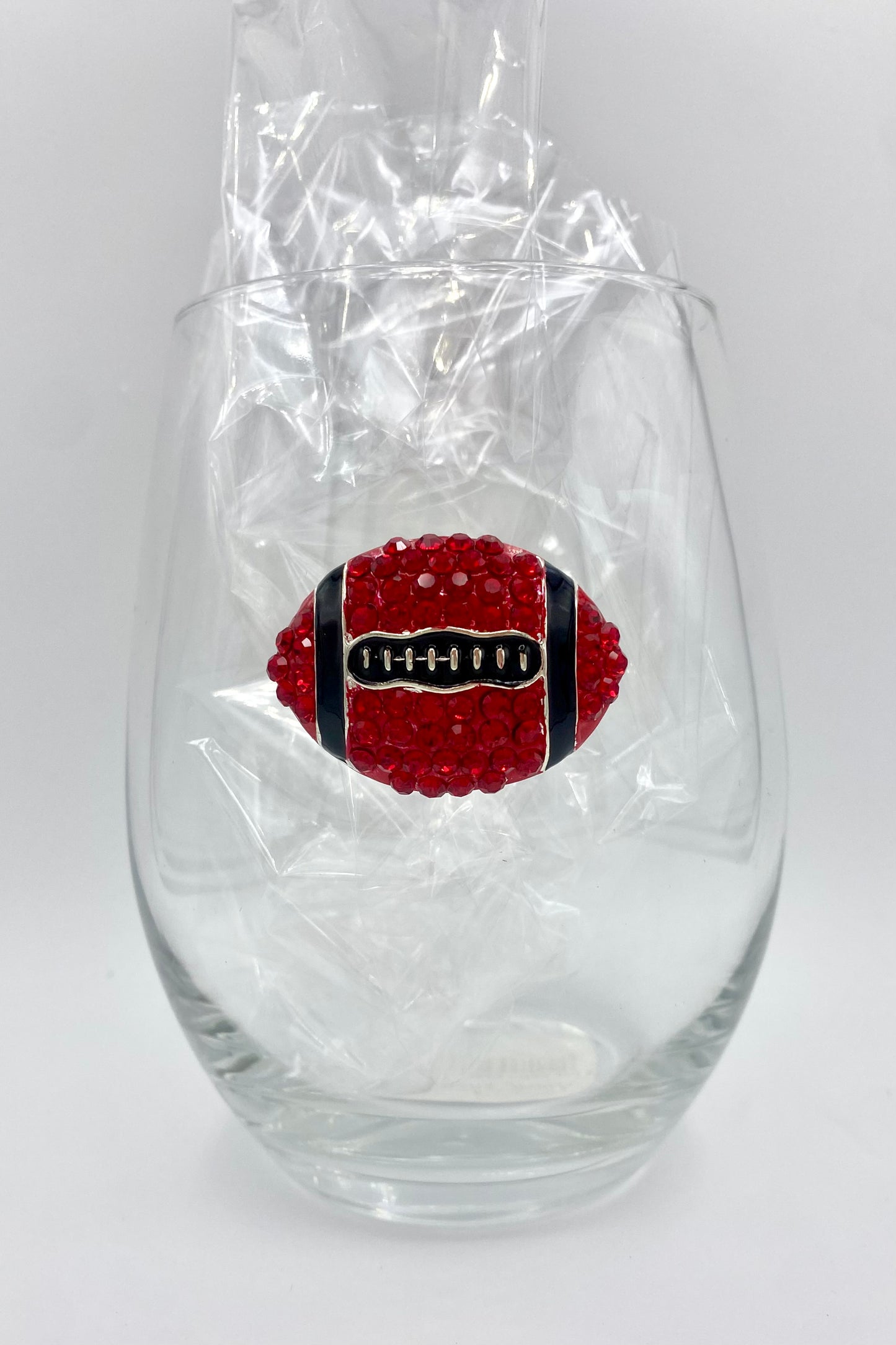 Game Day Jeweled Football Stemless Wine Glass