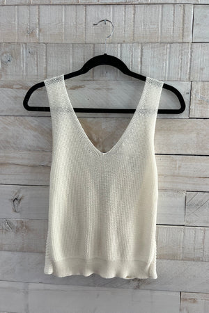 Twisted Knit Tank- White