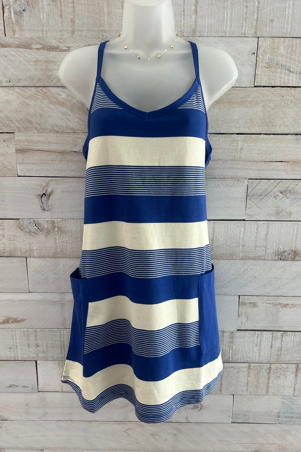 Striped Active Dress- Blue/White