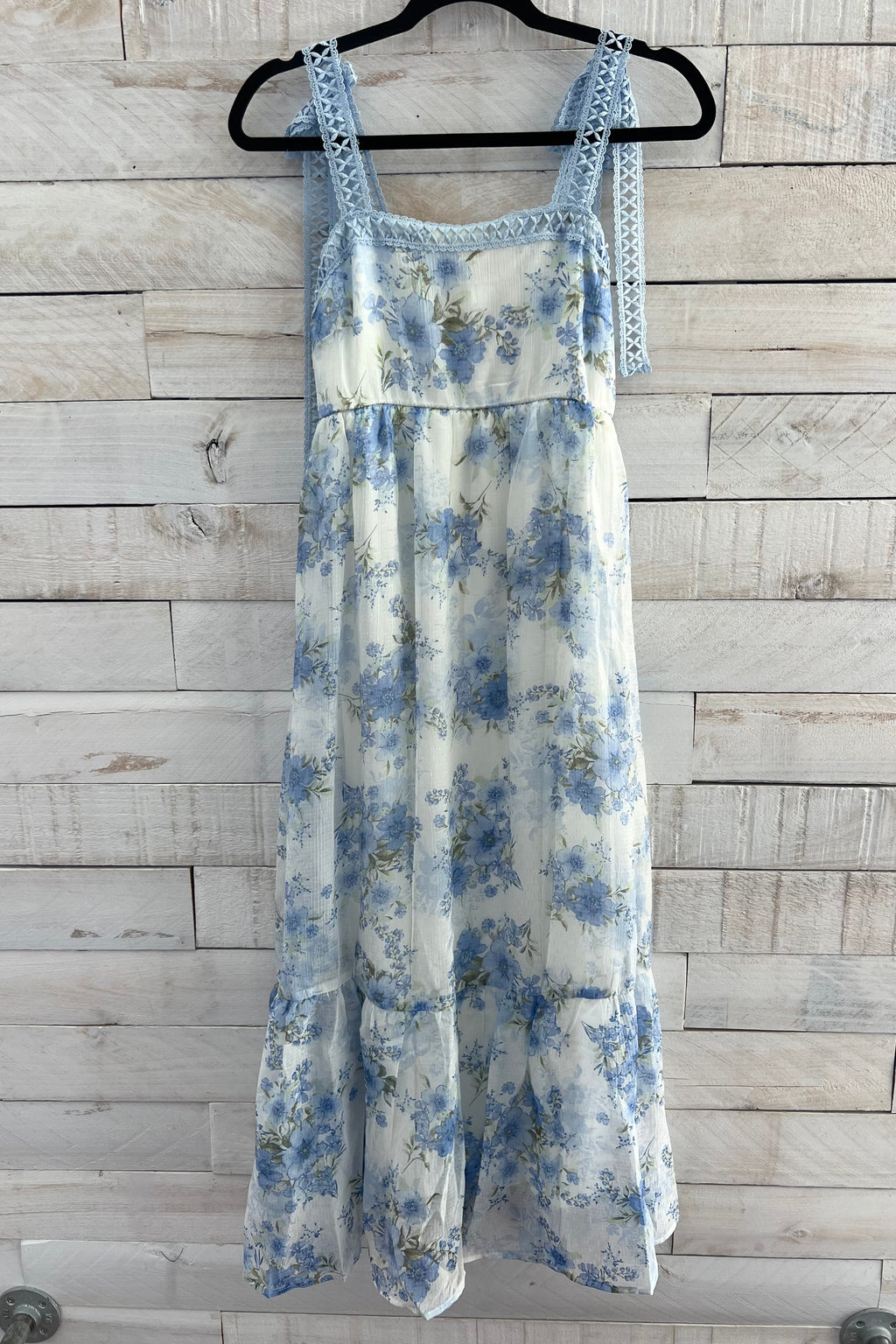 Floral Print Midi Dress- Blue