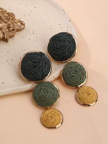 Geometric Woven Round Gradient Earrings