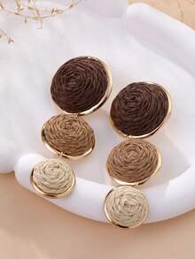 Geometric Woven Round Gradient Earrings